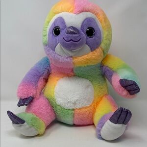 Rainbow Plush Sloth Toy Stuffed Animal 12”sitting down -Kids